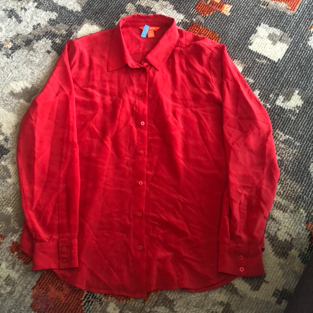 Red silk blouse